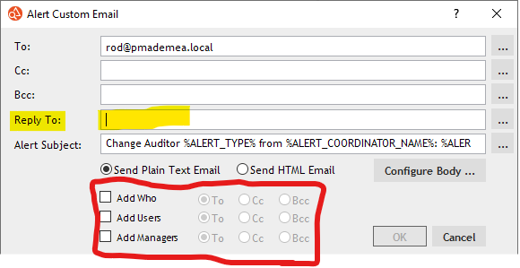 email config